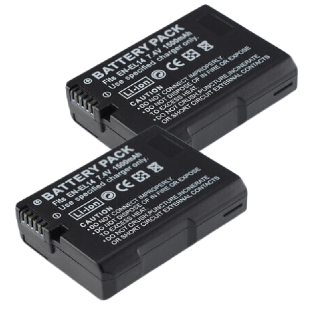 2 Pack| EN - EL14a Rechargeable Battery – Compatible with Nikon D3500, D5600, D3300, D5100, and Other Models - Office Catch