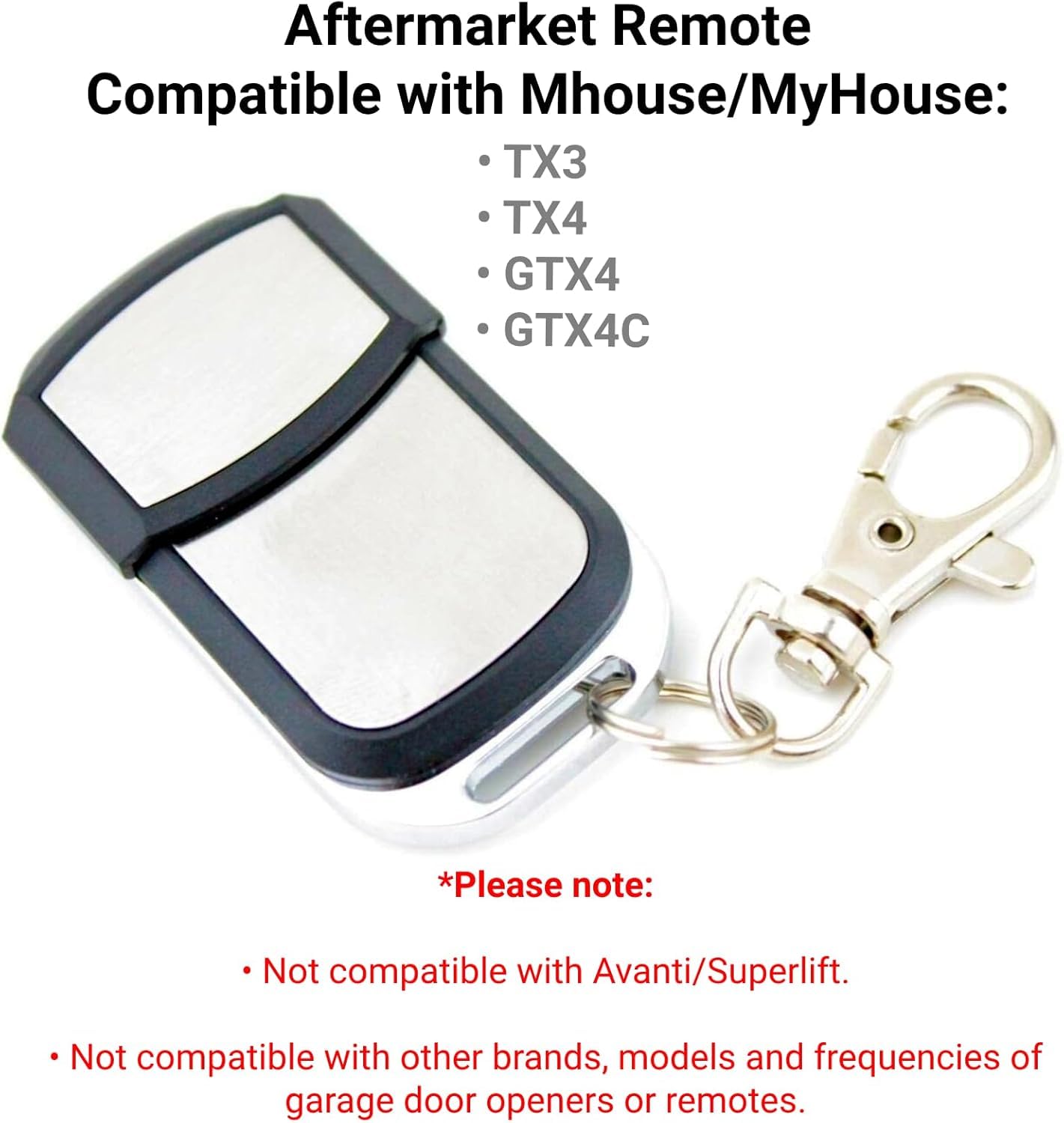 [2 Pack] Replacement Remote Control for MyHouse Mhouse TX3 TX4 GTX4 433.92MHz Gate & Garage Systems - Office Catch