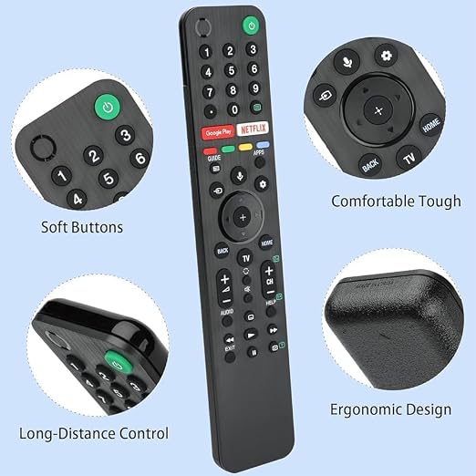 [2 Pack] RMF-TX500P Voice Remote for Sony TV KD-65X9500G KD-55X9500G KD-43X8000H KD-55A8H w/ Google Play & Netflix - Office Catch