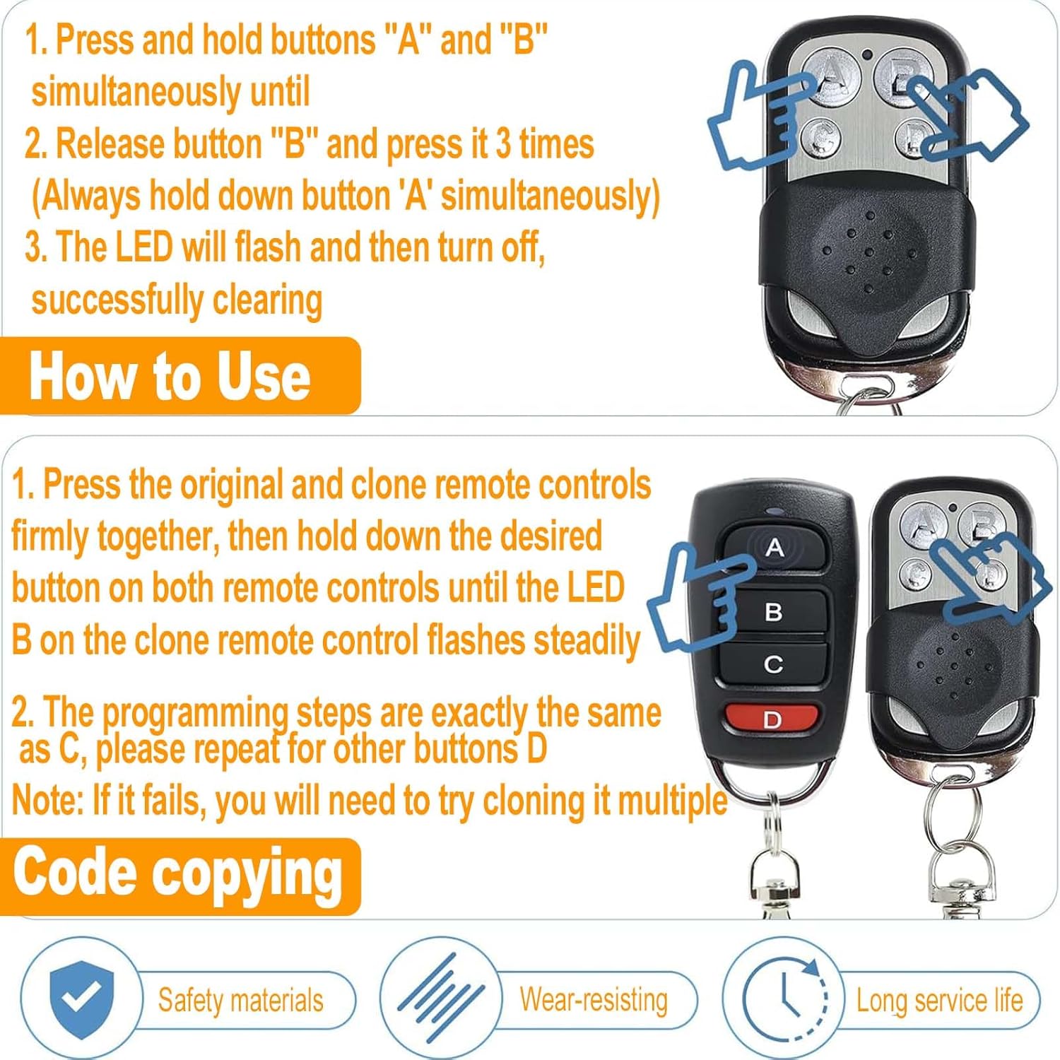 [2 Pack] Universal Garage Door Remote – 4 - Door Control with Rolling Code Security (433MHz Replacement Remote) - Office Catch