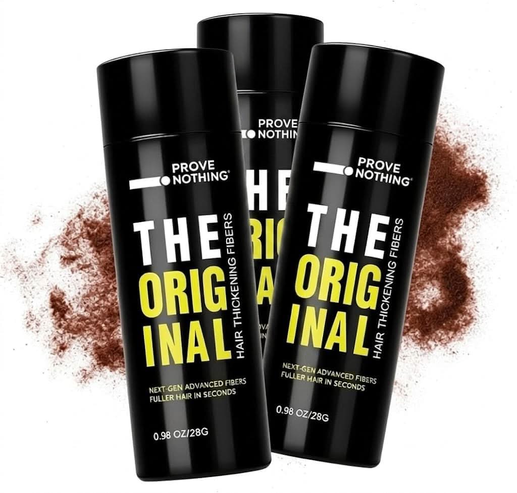 [3 PACK] PROVE Nothing 86g VALUE PACK PN Hair Fibers for Thinning Hair & Bald spots (DARK BROWN) - 3x 28g Bottles - Conceals Hair Loss in Seconds - Hair Powder for Women & Men | Designed in Australia (Medium Brown) - Office Catch