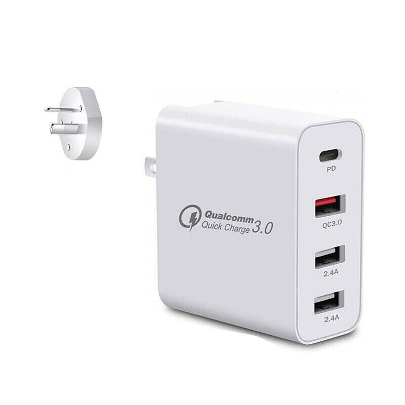 48W 4 Multi - Port Fast PD Quick Charge QC 3.0 USB Type C Hub Wall Charger Adapter - Office Catch