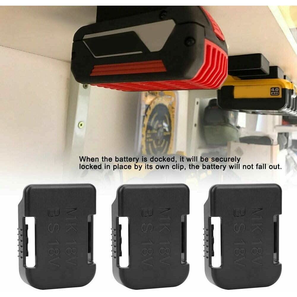 [5 Pack] Battery Holder Shelf Rack Storage Mount for 18V Makita & Bosch Batteries | Wall & Shelf Mounting Slots (Mounts Only) - Office Catch