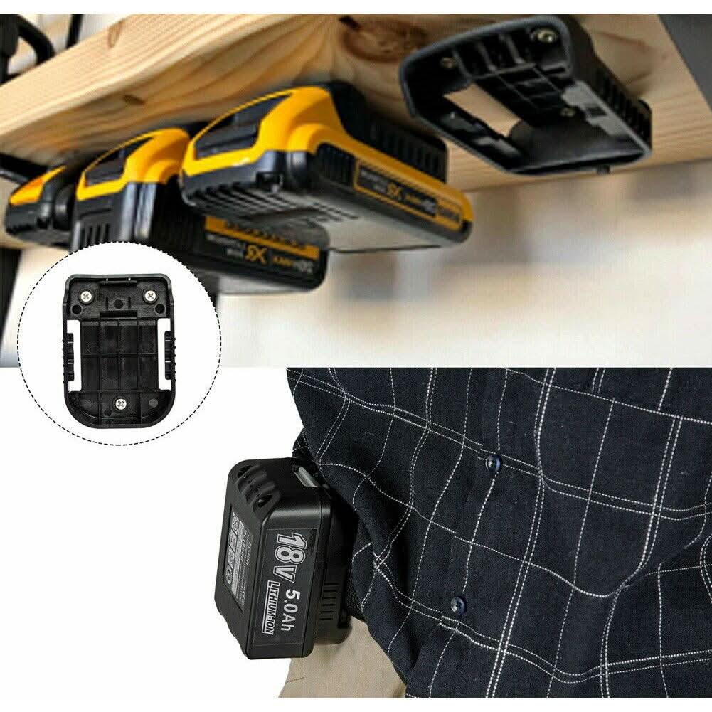 [5 Pack] Battery Holder Shelf Rack Storage Mount for 18V Makita & Bosch Batteries | Wall & Shelf Mounting Slots (Mounts Only) - Office Catch