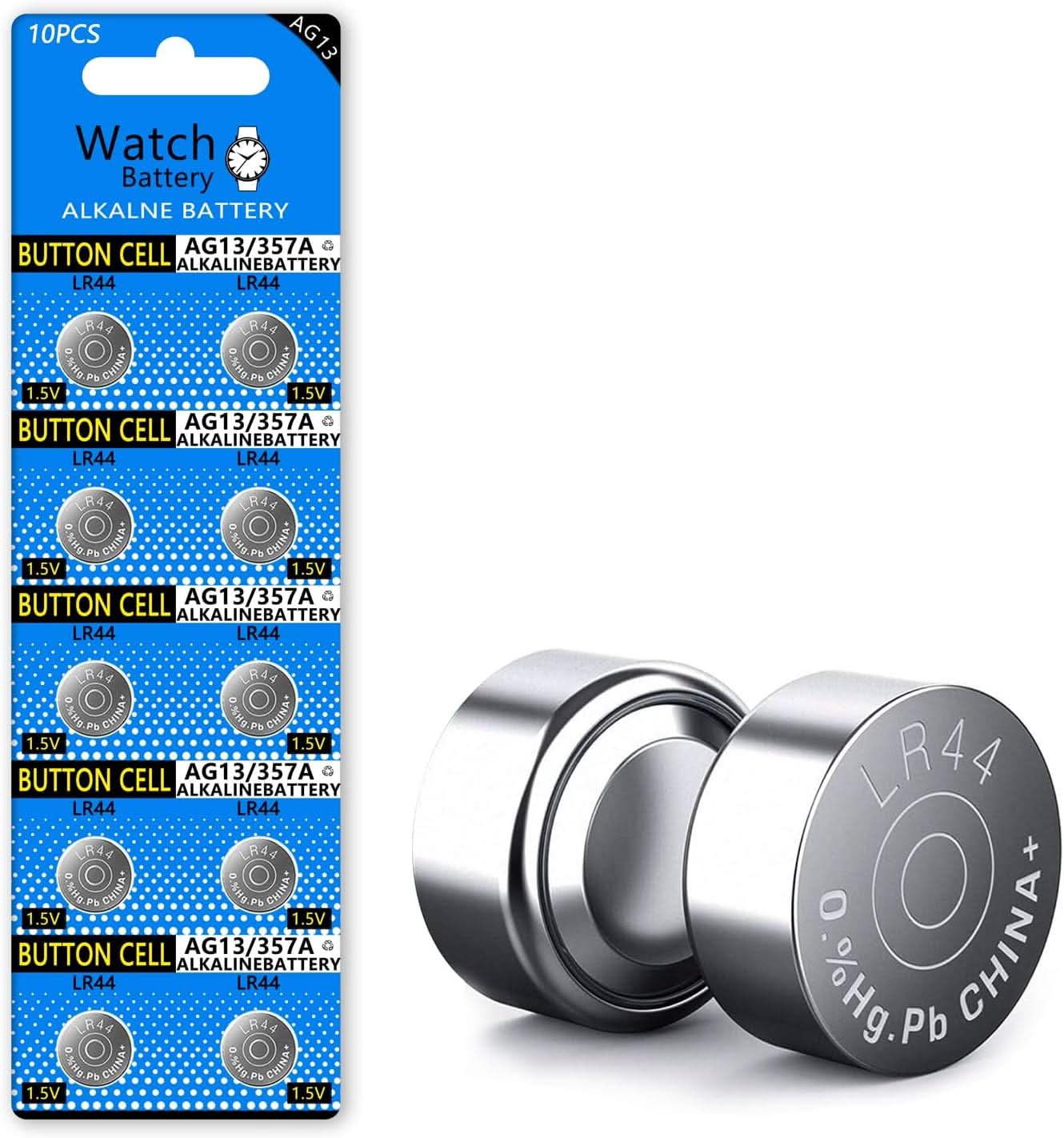 [5 Pack] LR44 / AG13 / 357 / SR44 Button Cell Batteries – 1.5V Premium Alkaline - Office Catch