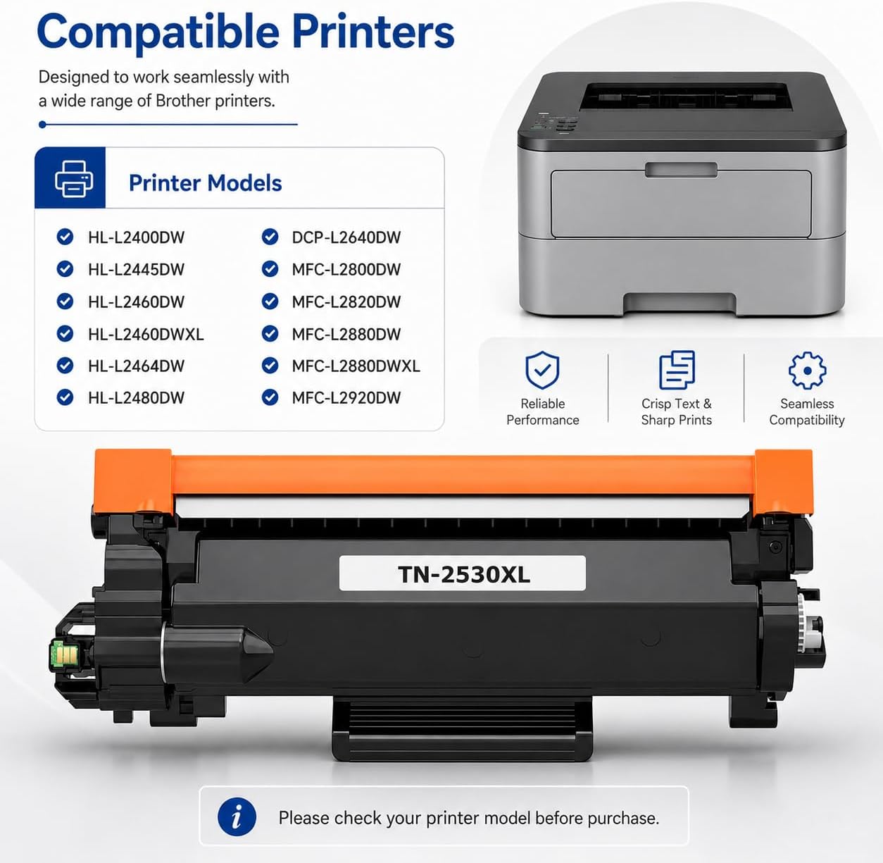 TAVICE TN2530XL Toner Cartridge Compatible with Brother HL-L2400DW/L2445DW/L2460DW/L2464DW