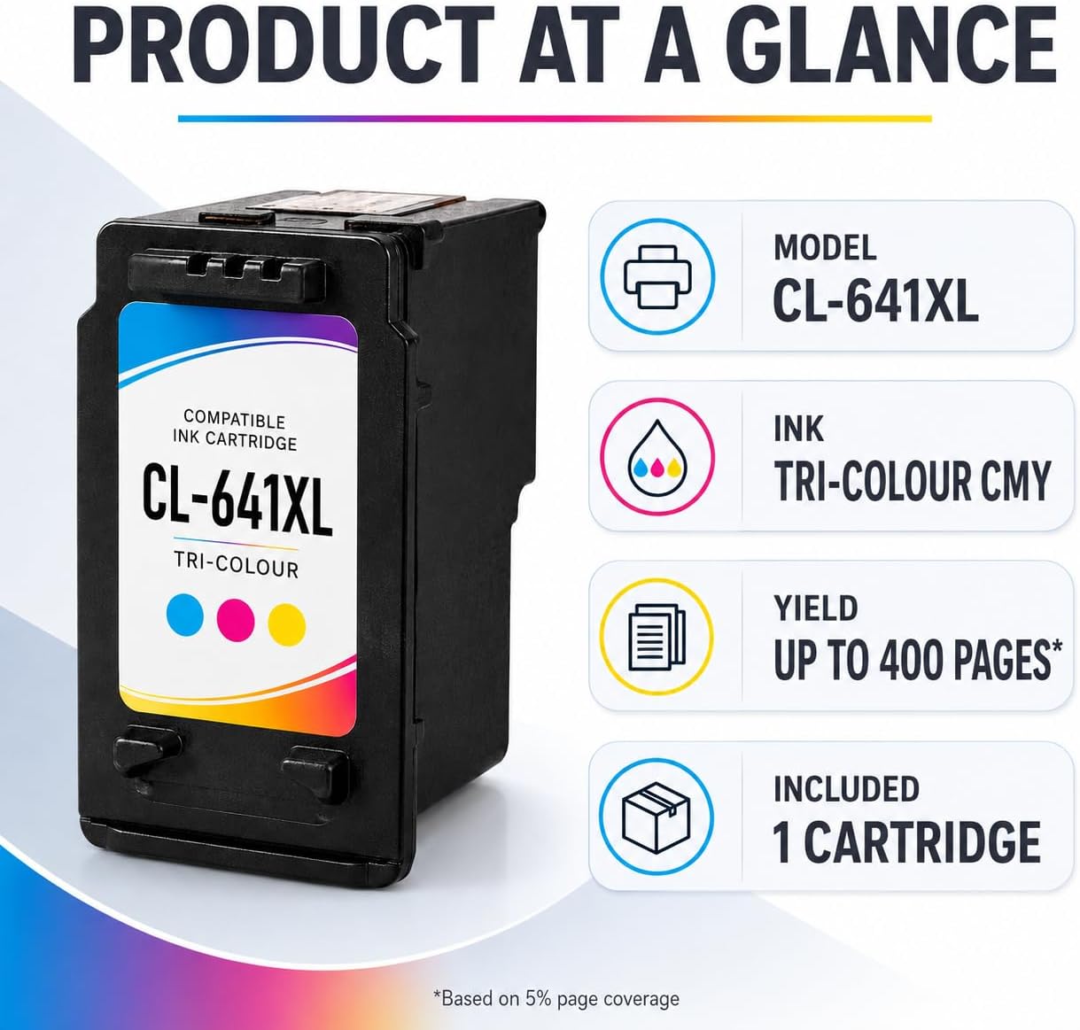 TAVICE CL-641XL 641XL Ink Cartridge Compatible with Canon PIXMA MG2160 MG2260 MG3160