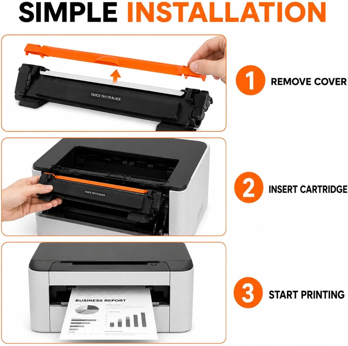 TAVICE 3 Pack TN1170 Toner Cartridges Compatible with Brother HL-L1230W and DCP-L1630W Printers, Black