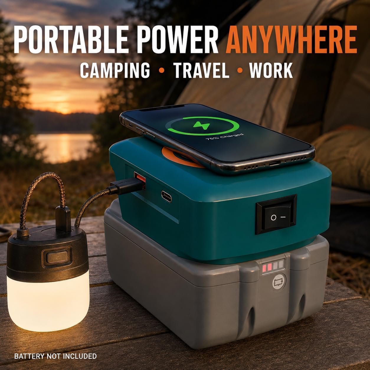 TAVICE Type-C USB Wireless Phone Charger Adapter Compatible with Makita 18V LXT Battery