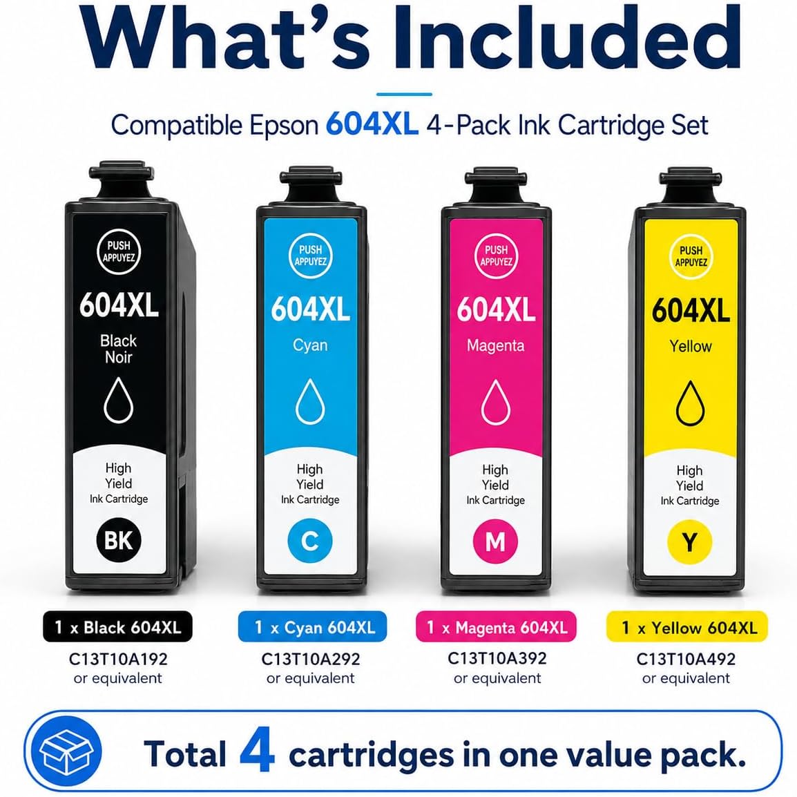 TAVICE 4PK 604XL Ink Cartridges Compatible with Epson XP-2200 XP-3200 XP-4200 WF-2910 WF-2930