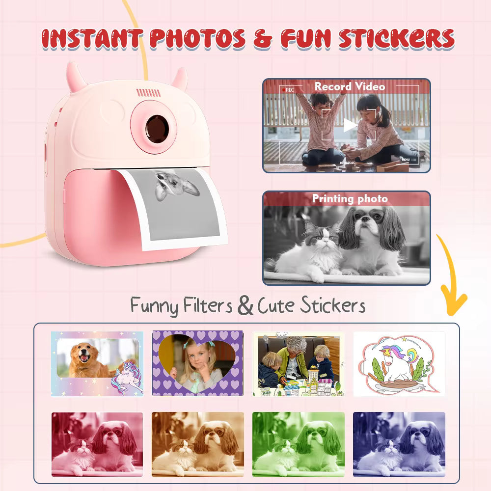 Kids Digital Camera High Quality Instant Print | CMOS Imaging Sensor Filter Function | BLUE