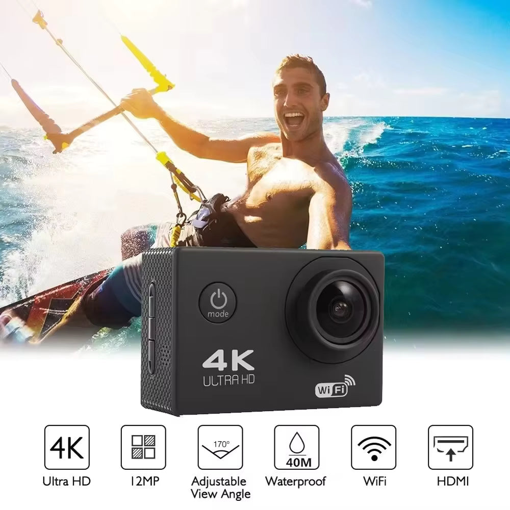 4K Action Cam with WiFi | Waterproof Sports Camera | 170° Wide Angle Lens| Remote Loop Recording | Motion Detection