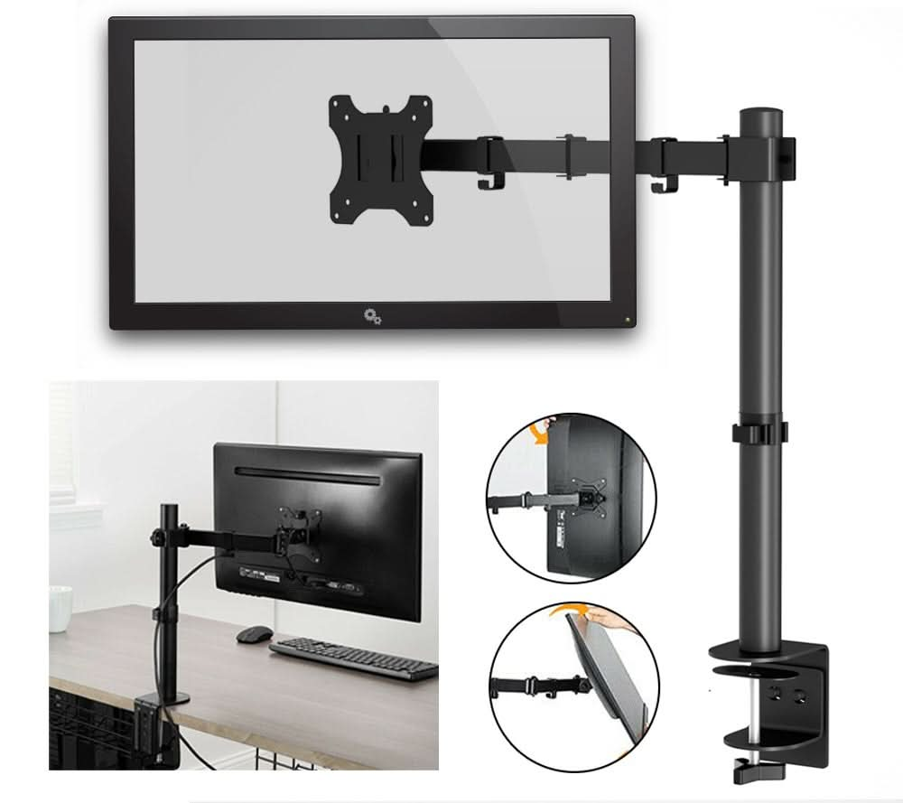 Single Monitor Arm Desk Mount for Screens up to 32" | Adjustable VESA 75x75 / 100x100, 8kg Capacity