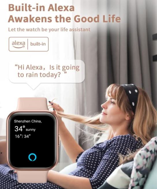 Bluetooth Smart Watch with Calling + Alexa | 1.7" Touchscreen, Heart Rate & SpO2, Sleep Tracking, Sports, Waterproof (iPhone+Android) - Office Catch