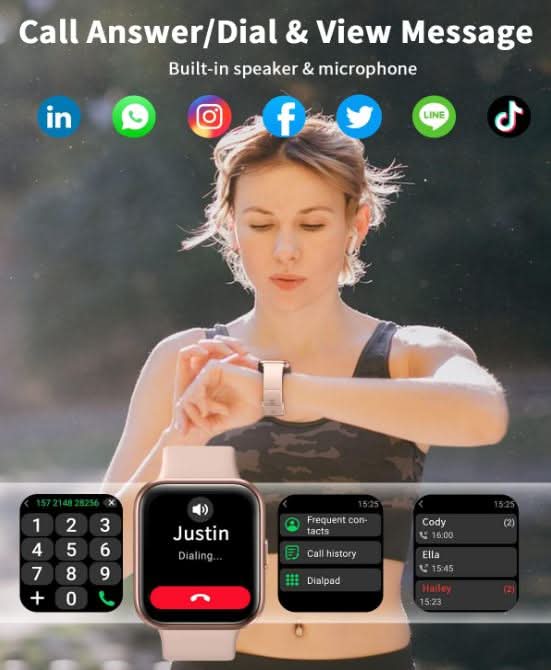 Bluetooth Smart Watch with Calling + Alexa | 1.7" Touchscreen, Heart Rate & SpO2, Sleep Tracking, Sports, Waterproof (iPhone+Android) - Office Catch