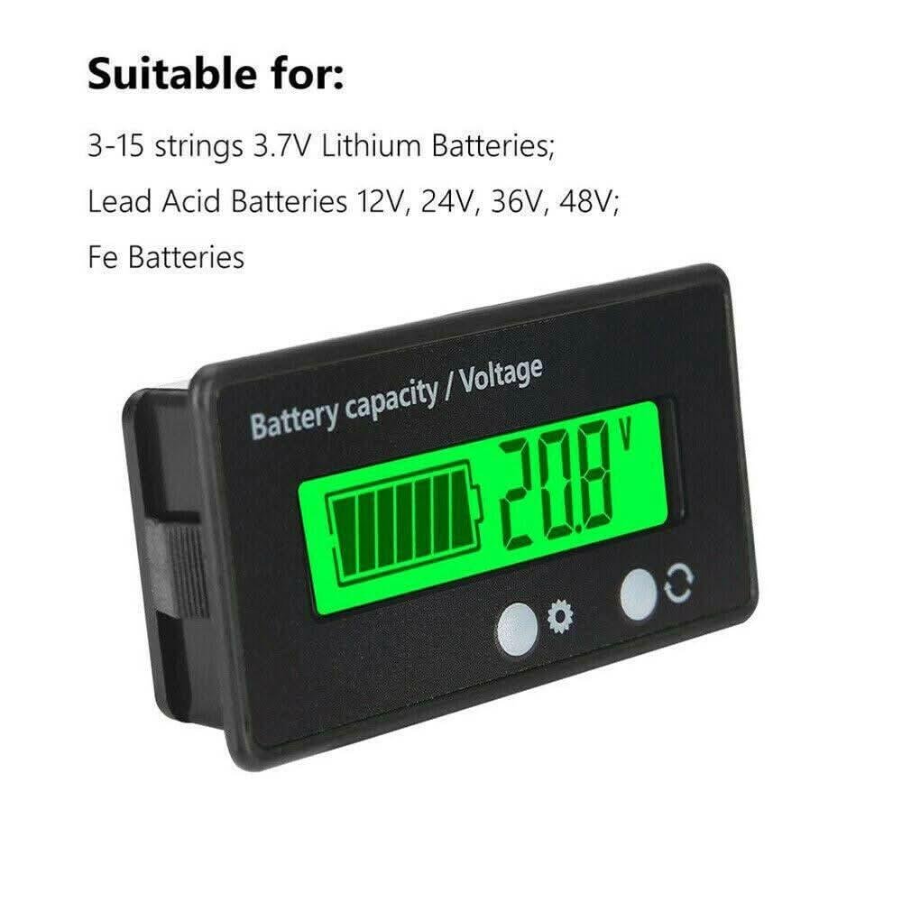 Digital Battery Capacity & Voltage Tester | LCD Battery Level Indicator for 12V 24V 36V 48V Lithium & Lead Acid Batteries - Office Catch