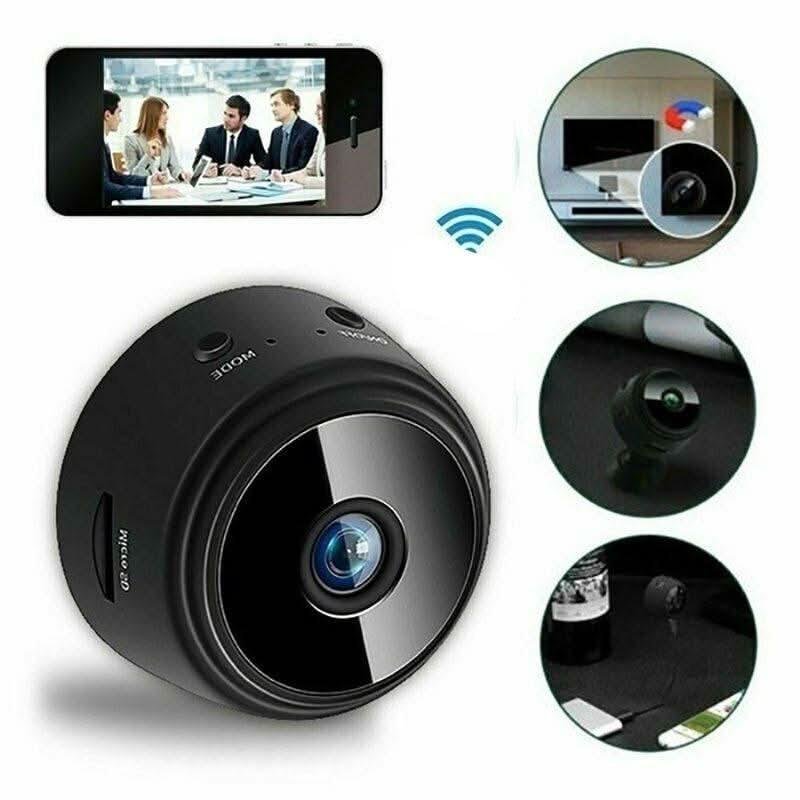 Mini 1080P HD WiFi Spy Camera with Magnetic Mount | Wide Angle, Night Vision, Motion Detection, Loop Recording - Office Catch