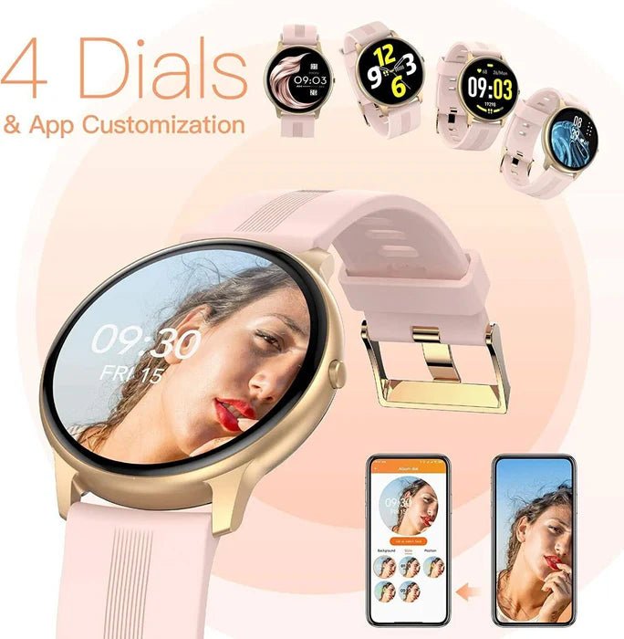 Pink Smart Watch for Women, Waterproof Fitness Smartwatch for Android & iOS IP68 Waterproof - Office Catch