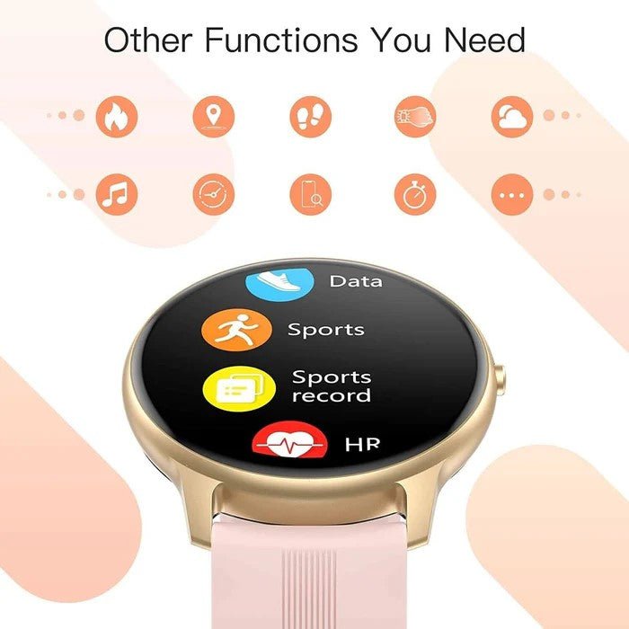 Pink Smart Watch for Women, Waterproof Fitness Smartwatch for Android & iOS IP68 Waterproof - Office Catch