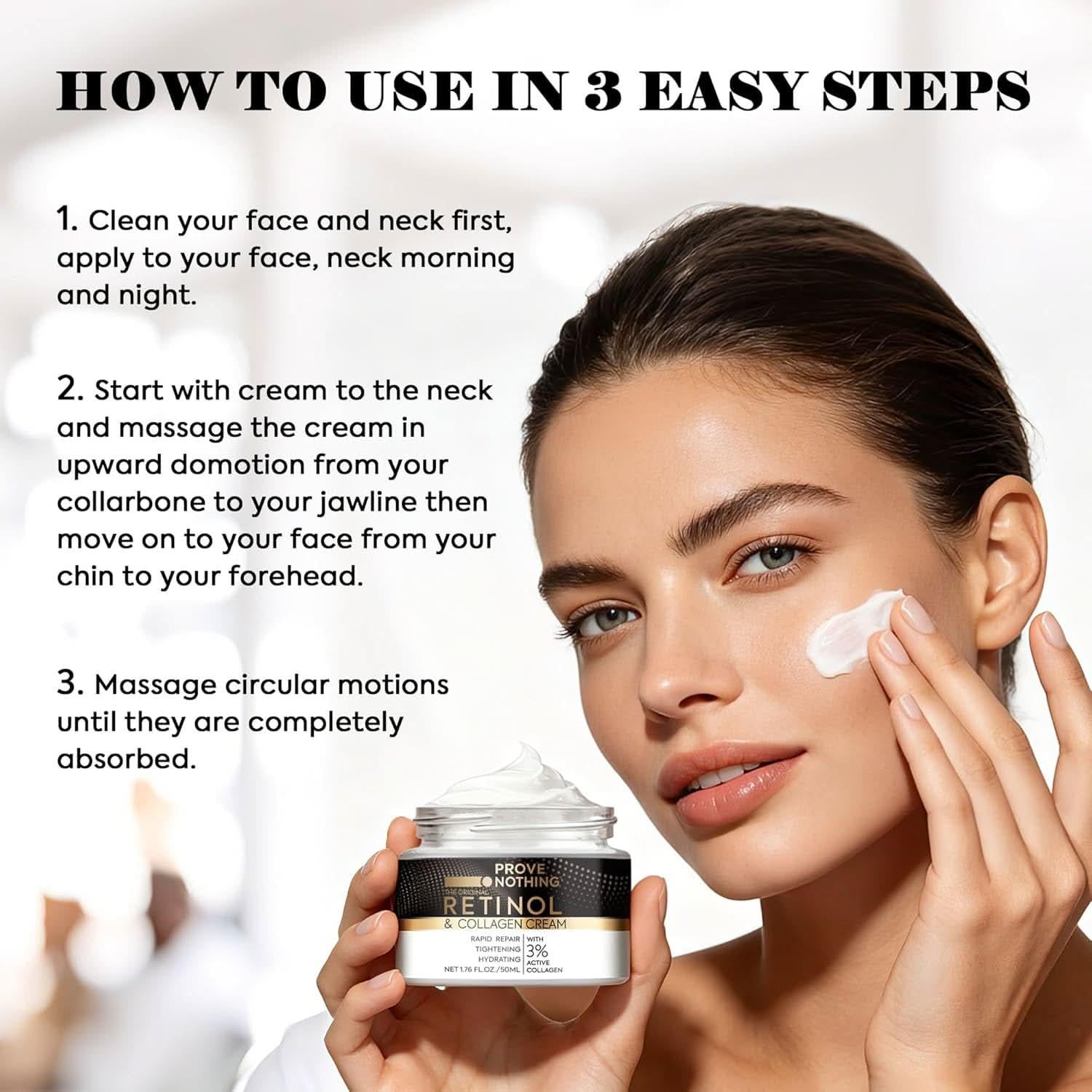 PROVE NOTHING Anti - Aging Retinol Cream for Face with Collagen & 5% Hyaluronic Acid Day & Night Moisturiser for All Skin Types (50ml) | DESIGNED IN AUSTRALIA - Office Catch
