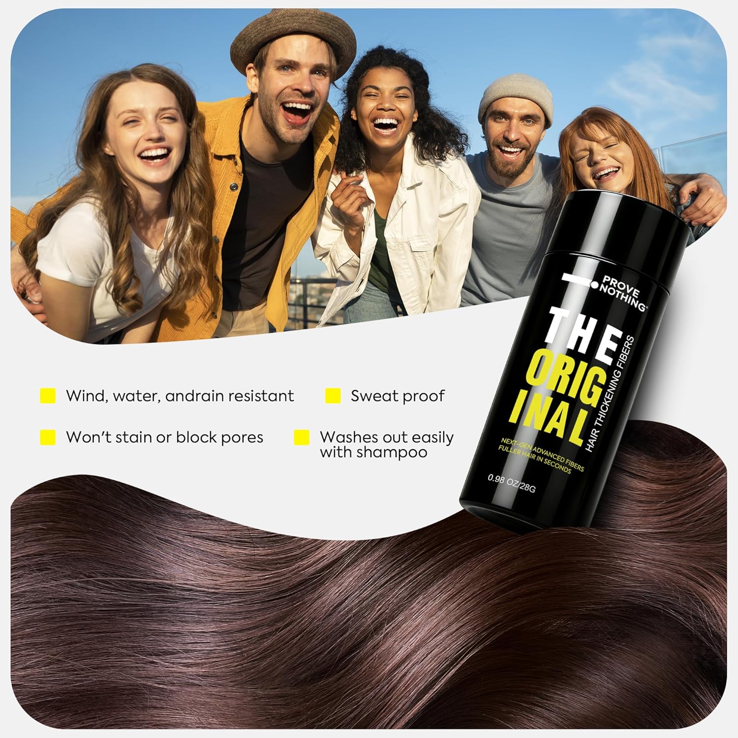 PROVE NOTHING Hair Fibres (28g) Instantly Fuller, Thicker Look Windproof & Sweatproof | Women and Men | Designed in Australia (Medium Brown) - Office Catch