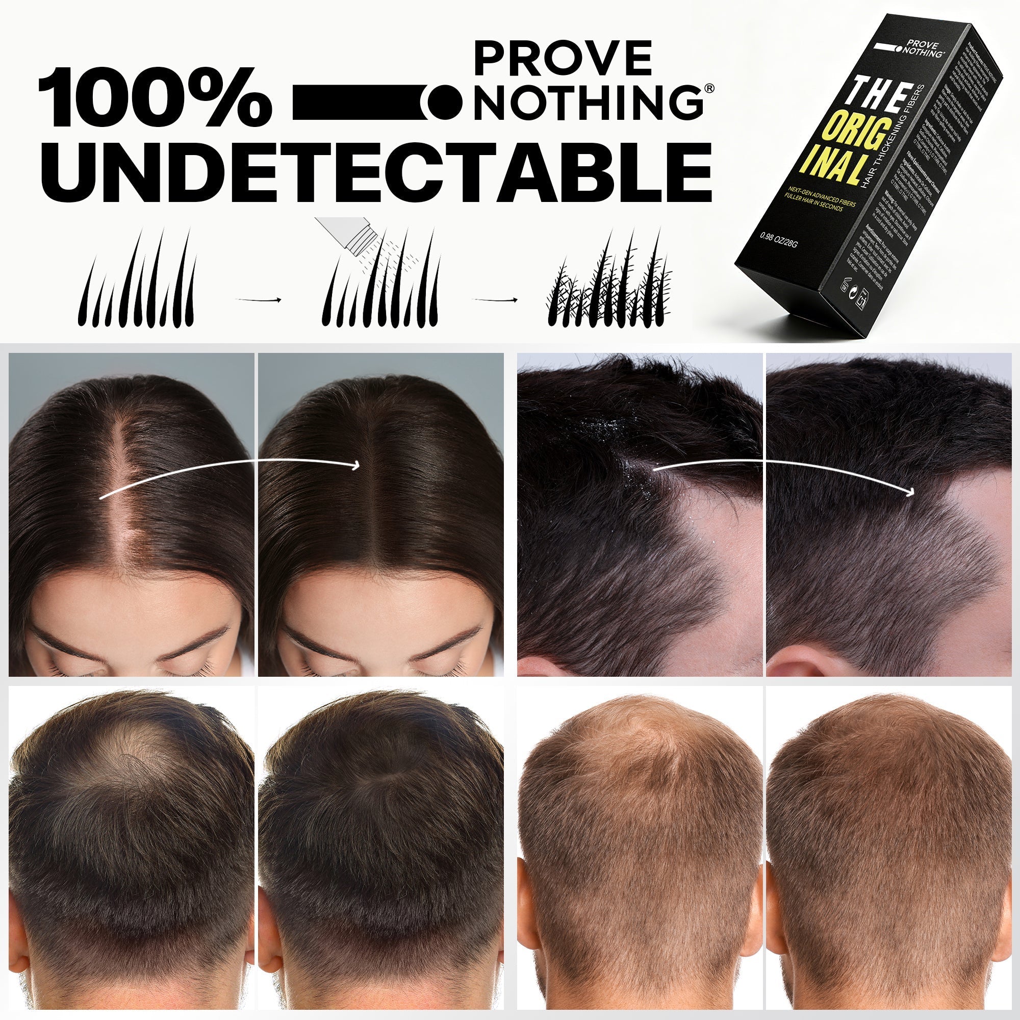 PROVE NOTHING Hair Fibres (28g) Instantly Fuller, Thicker Look Windproof & Sweatproof | Women and Men | Designed in Australia (Medium Brown) - Office Catch