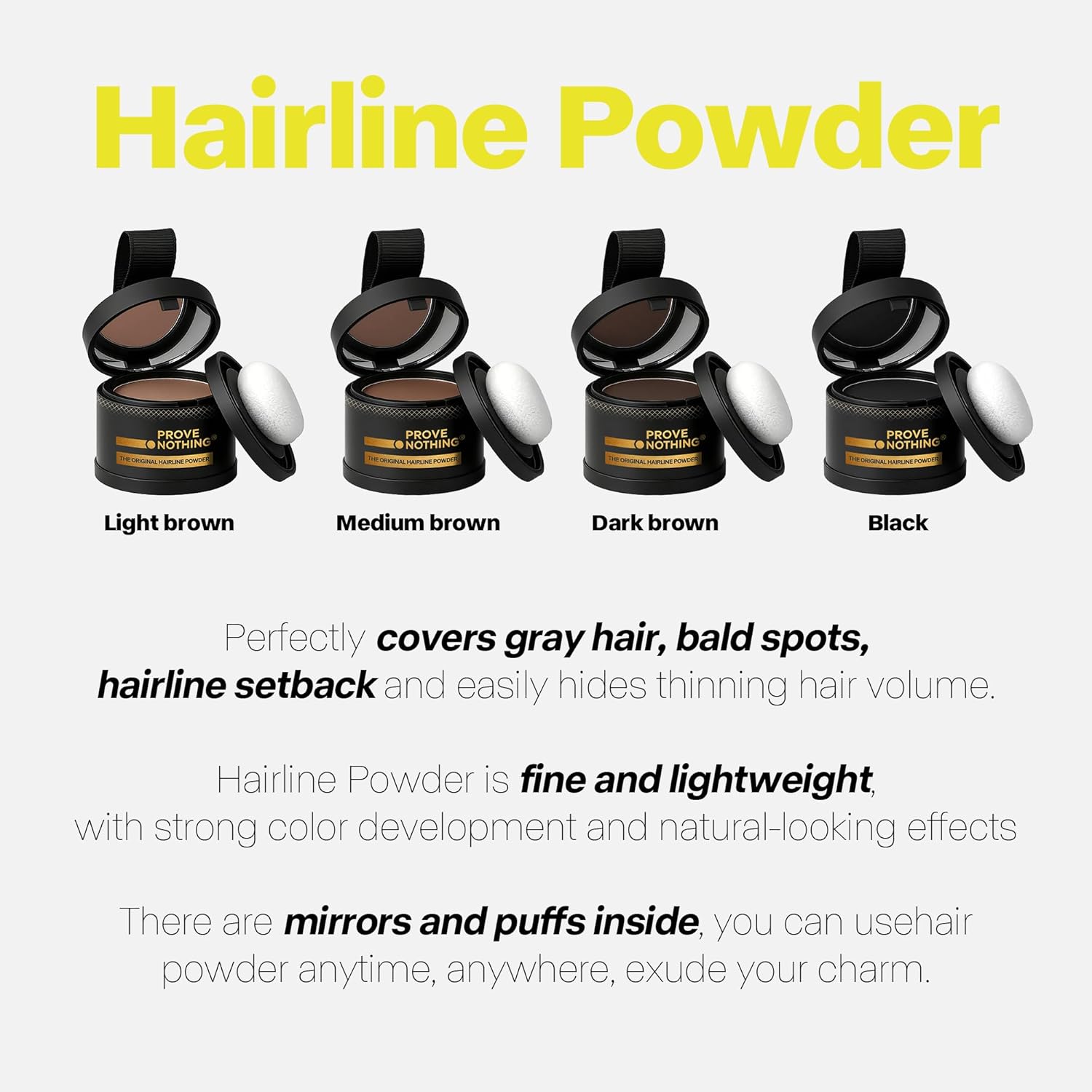 Prove Nothing Hairline Powder Root Touch - Up Designed in Australia, Gray Coverage, Bald Spot Concealer, Thinning Hair Fill - In Powder, Sweat & Water Resistant, 24 - Hour Wear for Women & Men (Dark Brown) - Office Catch