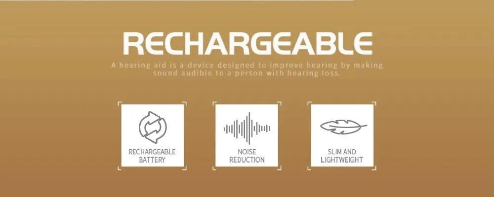 Rechargeable Digital Hearing Aid Behind The Ear | Sound Amplifier Invisible | Noise Reduction Chip - Office Catch