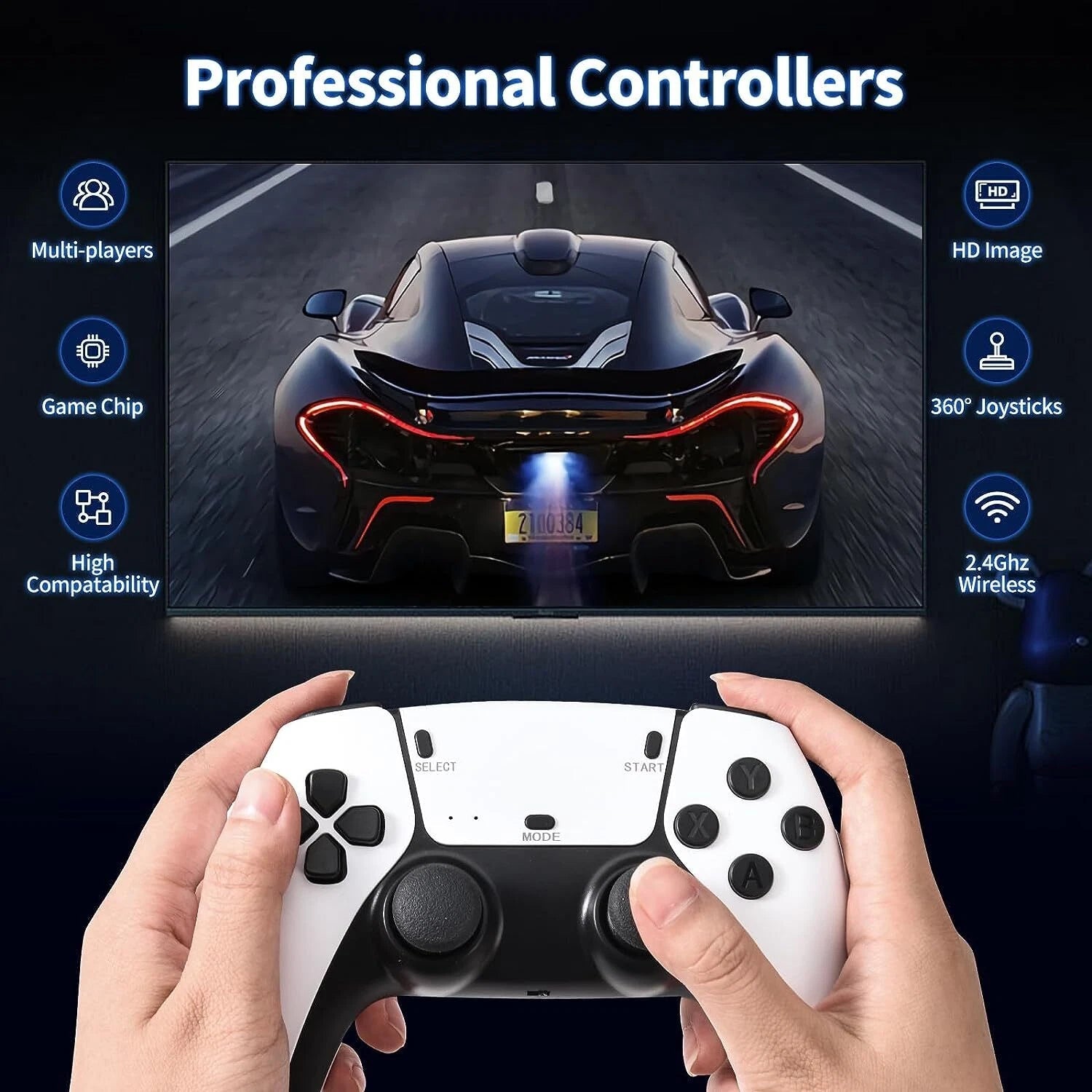 Retro Game Console 20,000+ Games | 64GB Plug & Play HDMI Console with 2 Wireless Controllers (1080p HD) - Office Catch