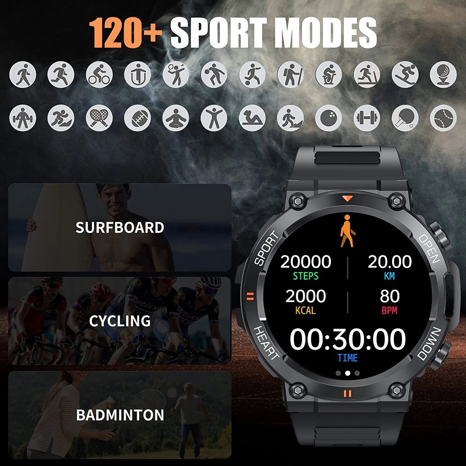 Tavice Sports Smart Watch with Bluetooth Calls, Heart Rate & Health Monitoring, 1.39" Touch Screen | Pedometer, Sleep & Calorie Detection