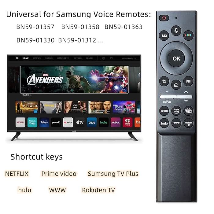 Samsung BN59 - 01266A BN59 - 01298C Replacement Universal Smart TV Remote with Voice Control | Works with 200+ Samsung TV Models - Office Catch