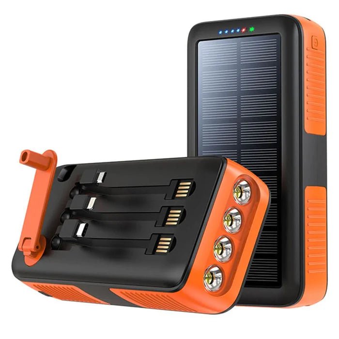 “Solar Power Bank 63,200mAh – Portable Charger with Dual Outputs, Flashlight & Hand Crank for Camping and Survival - Office Catch