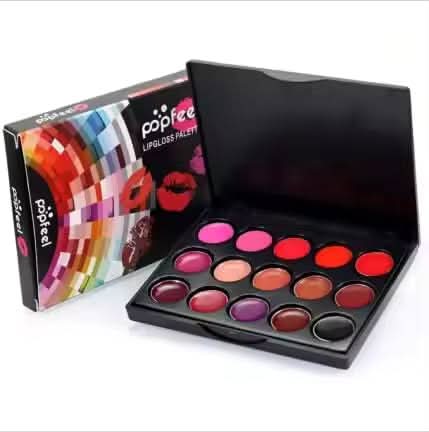 TAVICE 15 - Color Lip Gloss Palette Makeup Set with Lipstick and Vanity Case, Ideal for Professional and Personal Use - Office Catch