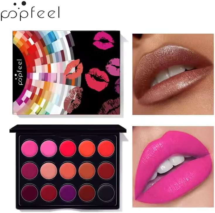 TAVICE 15 - Color Lip Gloss Palette Makeup Set with Lipstick and Vanity Case, Ideal for Professional and Personal Use - Office Catch