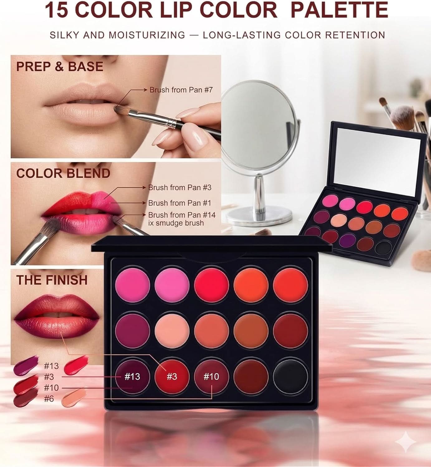 TAVICE 15 - Color Lip Gloss Palette Makeup Set with Lipstick and Vanity Case, Ideal for Professional and Personal Use - Office Catch