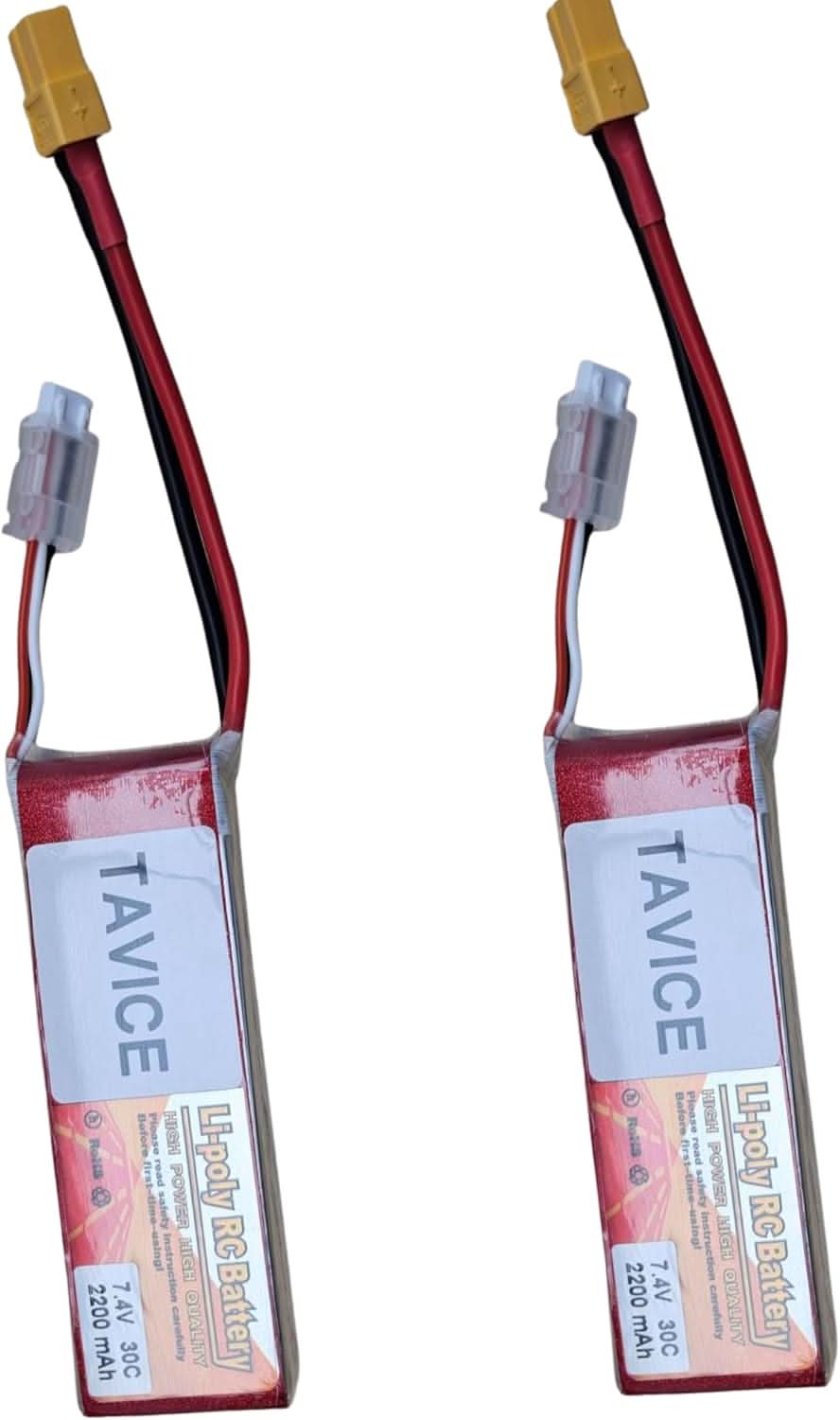TAVICE 2 Pack 2S LiPo Battery 7.4V 2200mAh 30C Compatible with RC Cars, Trucks, Airplanes & Boats - Office Catch