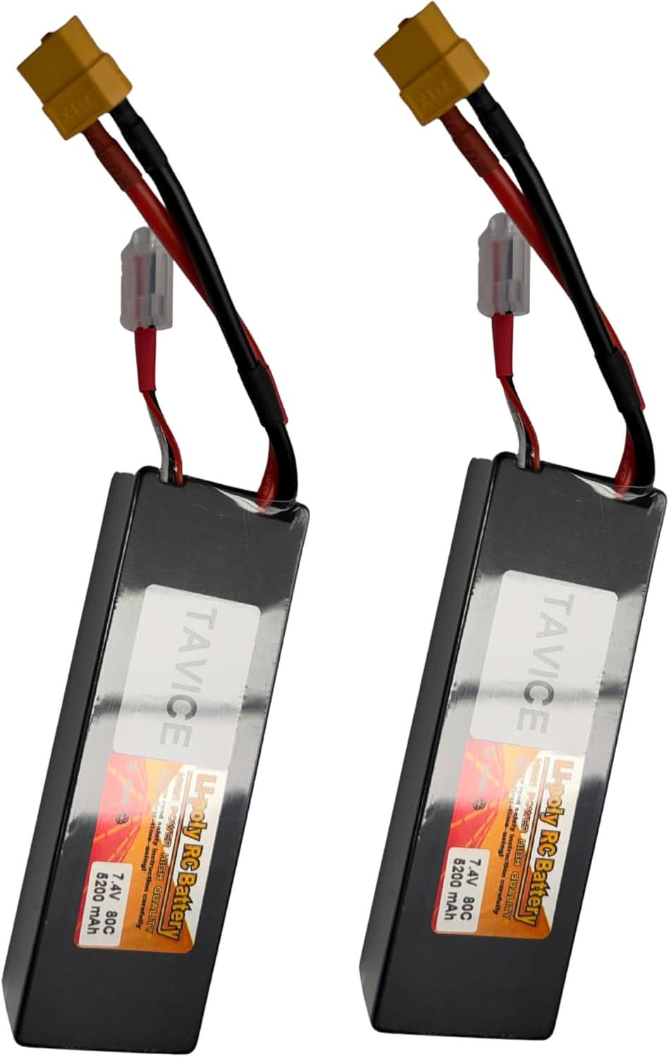 TAVICE 2 Pack 2S LiPo Battery 7.4V 5200mAh 80C Hard Case with T Connector Compatible with RC Cars, Trucks & Vehicles - Office Catch