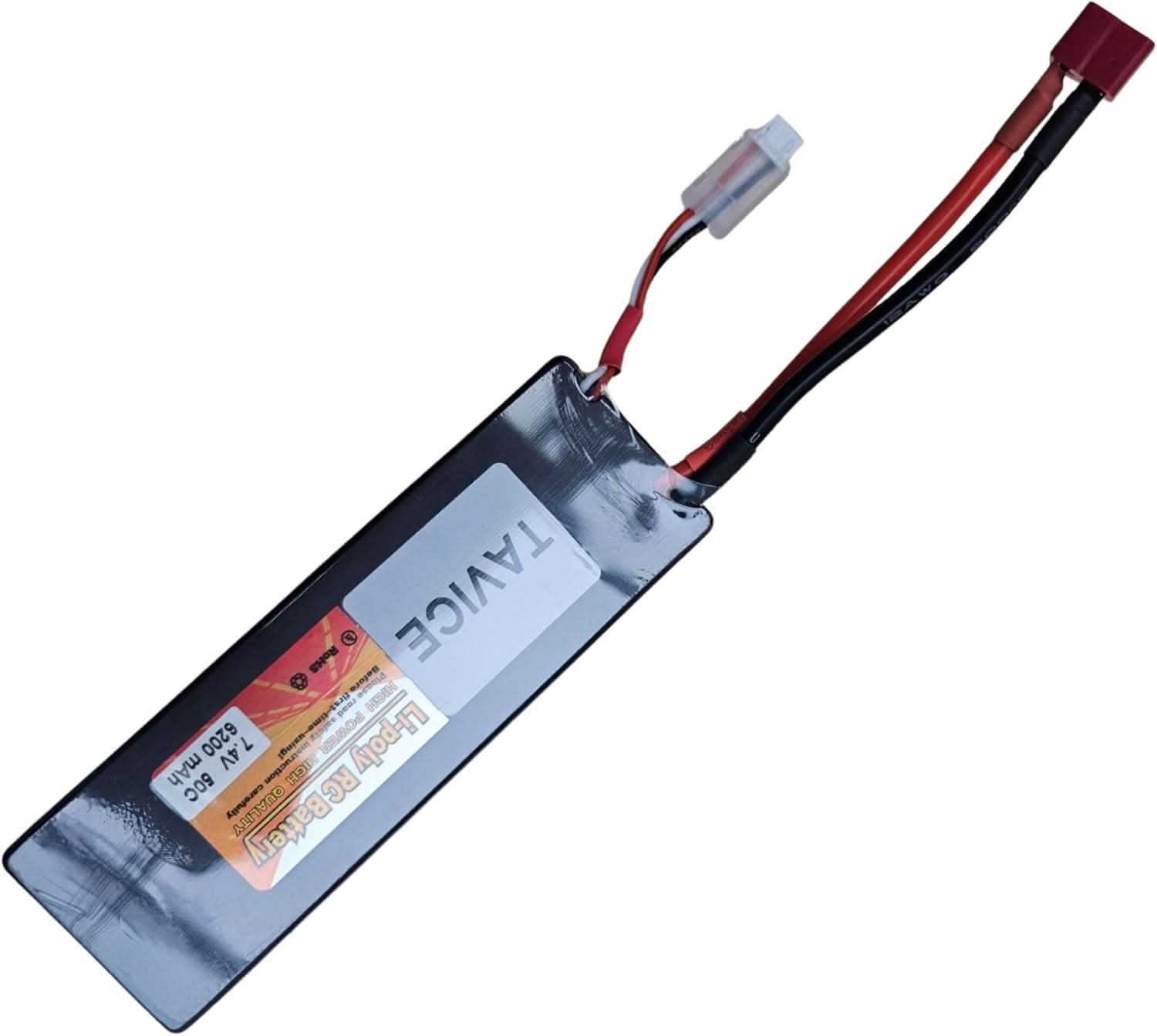 TAVICE 2 Pack 2S LiPo Battery 7.4V 6200mAh 50C Hard Case with T Connector Compatible with RC Cars, Trucks, 1/8 & 1/10 Buggy - Office Catch
