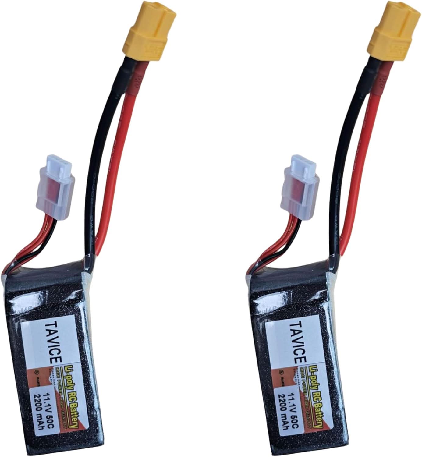 TAVICE 2 Pack 3S Shorty LiPo Battery 11.1V 2200mAh 50C with XT60 Connector Compatible with RC Car, Truck, Helicopter & Quadcopter - Office Catch