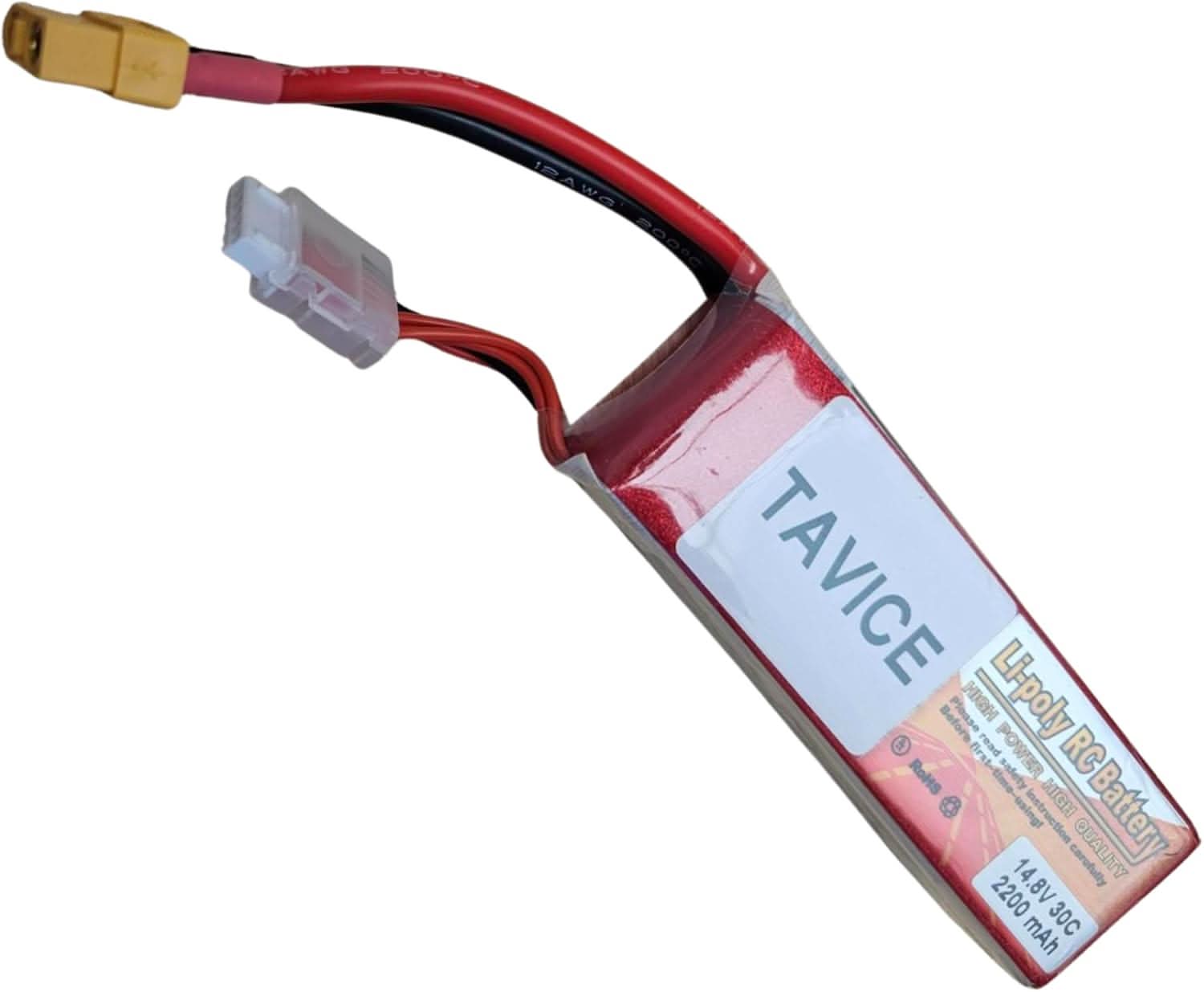 TAVICE 2 Pack 4S LiPo Battery 14.8V 2200mAh 30C with XT60 Connector Compatible with RC Airplane, Car, Truck & Boat - Office Catch