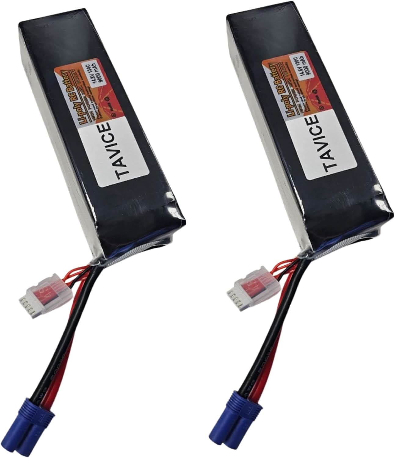 TAVICE 2 Pack 4S LiPo Battery 14.8V 9000mAh 130C with EC5 Connector Compatible with RC Car, Airplane, Jet & Helicopter - Office Catch