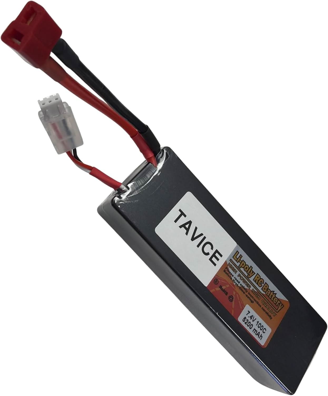 TAVICE 2S LiPo Battery 7.4V 5200mAh 100C Hard Case with T Connector Compatible with 1/8 & 1/10 RC Cars, Trucks & Vehicles - Office Catch