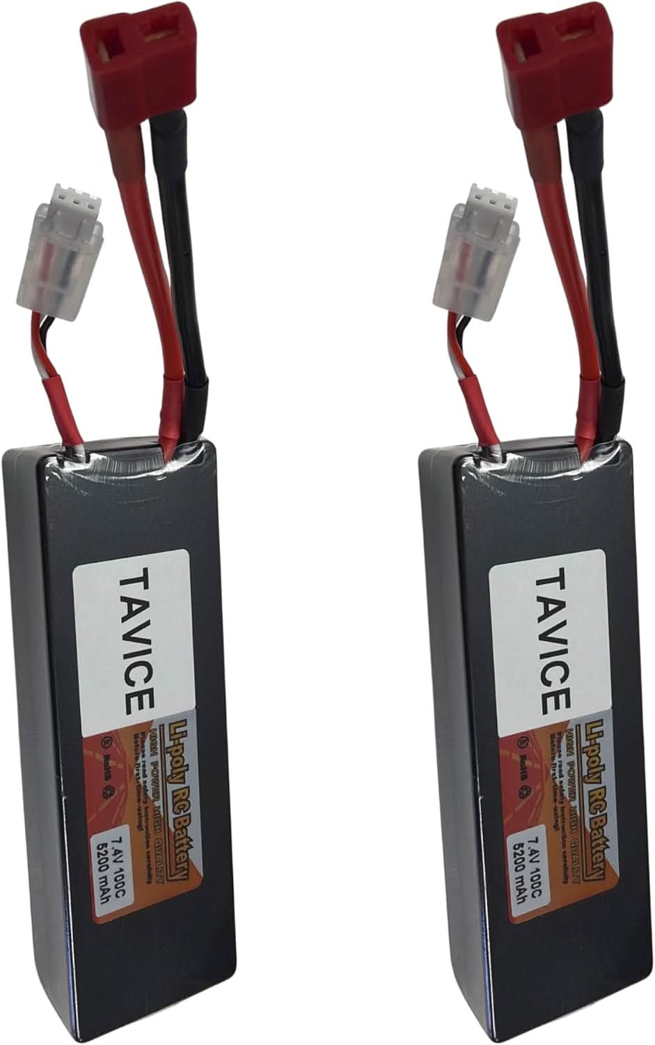TAVICE 2S LiPo Battery 7.4V 5200mAh 100C Hard Case with T Connector Compatible with 1/8 & 1/10 RC Cars, Trucks & Vehicles - Office Catch