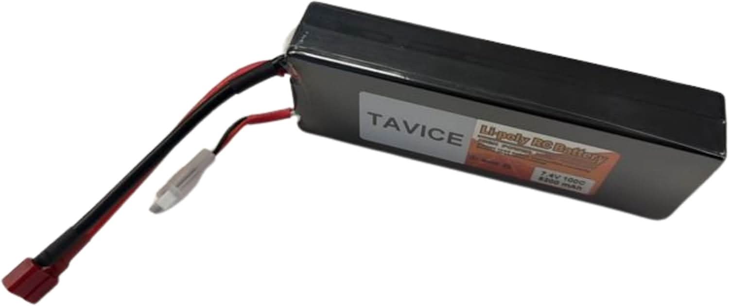 TAVICE 2S LiPo Battery 7.4V 5200mAh 100C Hard Case with T Connector Compatible with 1/8 & 1/10 RC Cars, Trucks & Vehicles - Office Catch