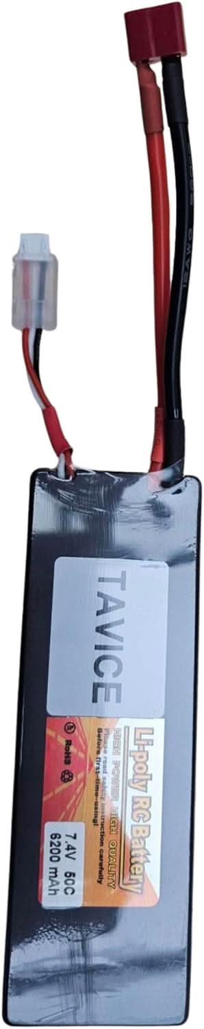 TAVICE 2S LiPo Battery 7.4V 6200mAh 50C Hard Case with T Connector Compatible with RC Cars, Trucks, 1/8 & 1/10 Buggy - Office Catch