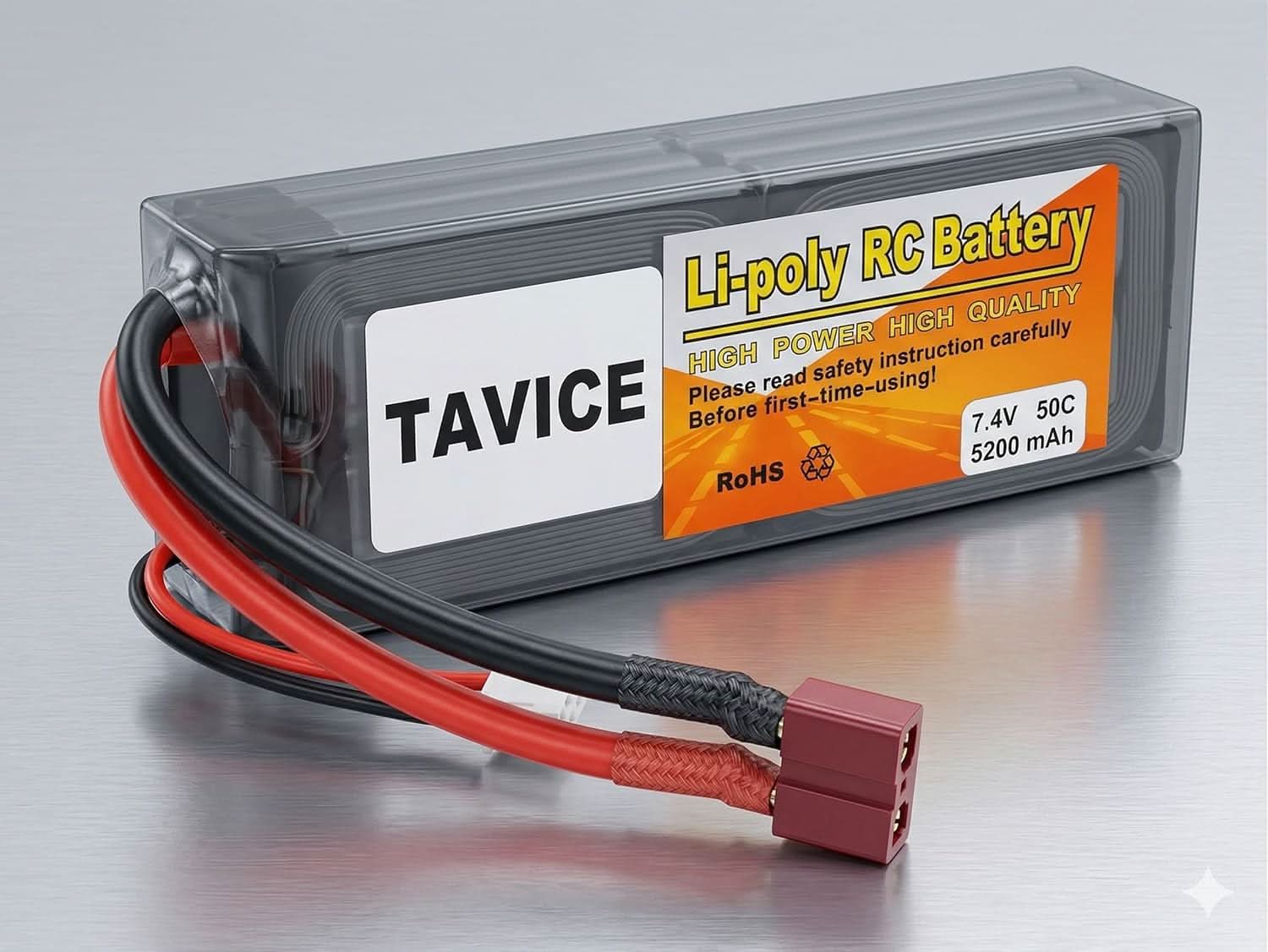 TAVICE 2S LiPo Battery 7.4V 6200mAh 50C Hard Case with T Connector Compatible with RC Cars, Trucks, 1/8 & 1/10 Buggy - Office Catch