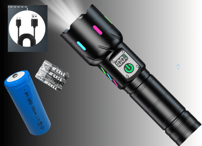 TAVICE 30W Super Bright LED Flashlight, Rechargeable Waterproof Emergency Torch with 26650 Battery for Outdoor Camping, Hiking & Car Repair - Office Catch