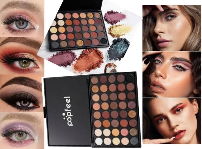 TAVICE 40 - Color Eyeshadow Palette with 8 - Piece Makeup Brush Set Earth Tone Cosmetic Collection - Office Catch