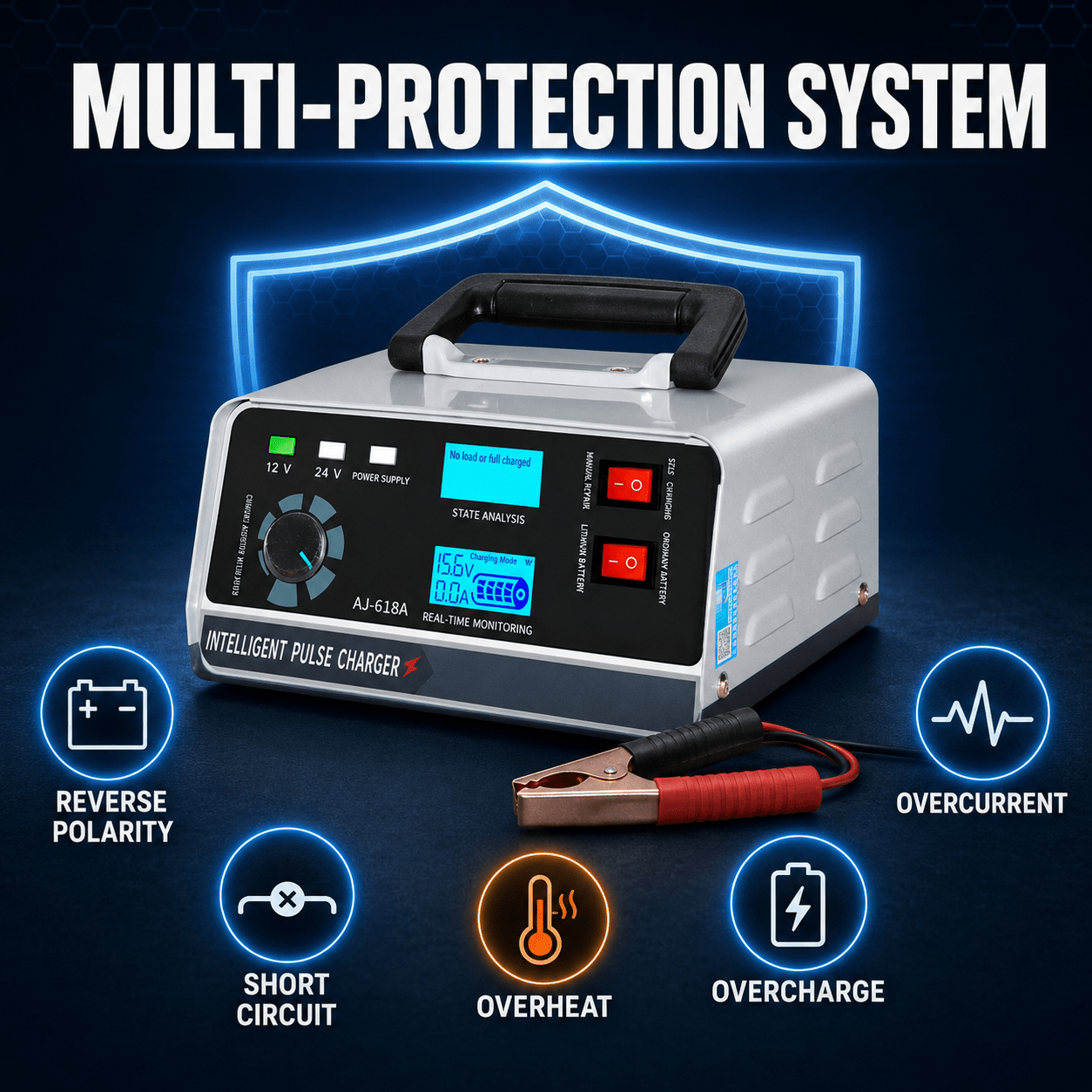 TAVICE 400W 40A 12V/24V Smart Car Battery Charger with Pulse Repair, Trickle Charging for Car Boat, AU Plug - Office Catch