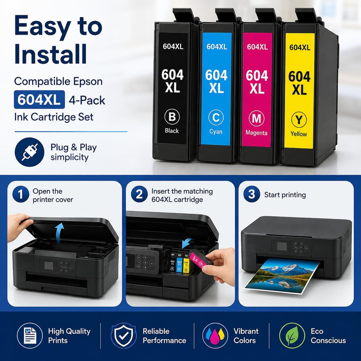 TAVICE 4PK 604XL Ink Cartridges Compatible with Epson XP-2200 XP-3200 XP-4200 WF-2910 WF-2930 - Office Catch